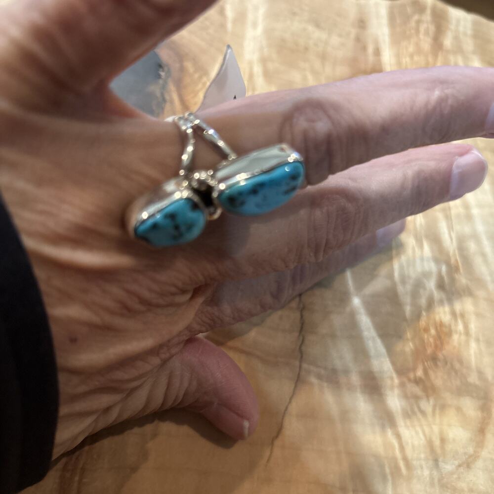 Native American Sleeping Beauty Turquoise Ring Size 6.5 Signed By CB Sterling - Picture 4 of 7